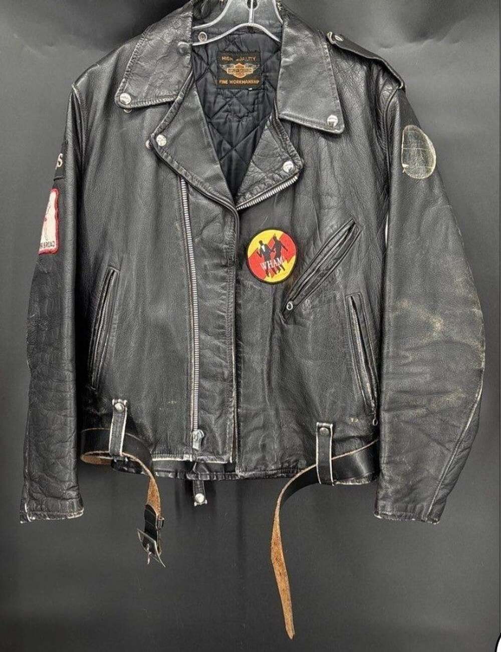 Harley-Davidson Vintage Leather Motorcycle Jacket Black Patches